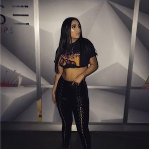 Topshop lace up faux leather pants